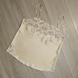Vintage Nylon Lace Dainty Whimsy  Fairycore‎ Slip Camisole Tank Top, Small